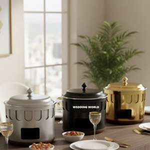 Decorative Dinnerware Metal Hotpot <b>Table</b> Decorative Luxury Food Warmer Hot Selling Latest Arrival Designer Metal Casserole - Product Image 5