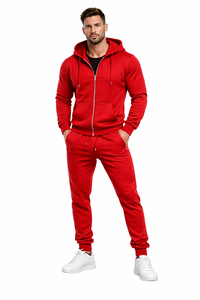 Conjunto Deportivo para Hombre, Sudadera con Capucha Roja, Pantalones Jogger, Ropa Deportiva para Gimnasio, Traje de Entrenamiento, Logotipo Personalizado, Conjunto de Felpa de Algodón - Product Image 4