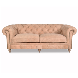 High-End Chesterfield Two Seater Leather <b>Sofa</b> with Deep Quilted Backrest Rolled Arms Solid Wood Frame Comfortable Lounge Seating - Product Image 1