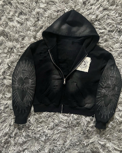 Men's Gothic Embroidered Heart Pullover Oversized Crop Fit Regular Sleeve 100% Cotton Fleece Quick Dry Waterproof Breathable - Product Image 1