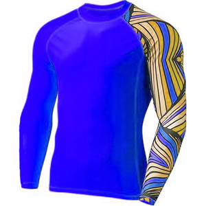 Custom Logo MMA BJJ Breathable Rash Guard Compression Fit Training Shirt Heat Transfer <b>Print</b> Quick Dry Fabric UPF50+ OEM ODM - Product Image 5