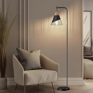 Lámpara de Pie Negra Contemporánea con Interruptor de Pie y Portalámparas E27 para Iluminación del Hogar - Product Image 2