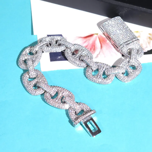 Bracelet gourmette de luxe en argent 925 avec diamants, chaîne pavée de diamants, bijou statement, mode hip-hop haut de gamme - Product Image 3