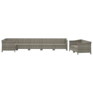 Conjunto de Muebles de Jardín de Ratán PE Gris con Acero con Recubrimiento en Polvo y Poliéster, Colección de Muebles Duraderos para Exteriores - Product Image 4