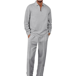 Conjunto Deportivo de 2 Piezas con Cierre Completo para Hombre, Traje Deportivo para Entrenamientos de Invierno - Product Image 1