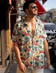 Chemise légère pour homme à manches courtes, imprimé tropical hawaïen, décontractée, boutonnée, colorée, pour l'été - Product Image 4