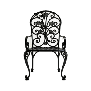 Silla de Jardín de Hierro Forjado a Mano con Recubrimiento en Polvo, Decoración Floral, Muebles de Exterior Ecológicos Europeos, Vietnam - Product Image 1