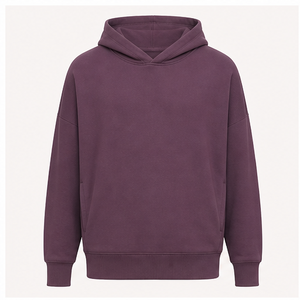 เสื้อฮู้ดดี้ทรงโอเวอร์ไซส์ผ้าโมดอลคอตตอนเทอร์รี่แบบไม่มีเชือกผูก รุ่น MHOOD-0024 สีพลัมแบบด้าน  สำหรับผู้ชาย  กระเป๋าข้าง  ปรับแต่งได้ - Product Image 1