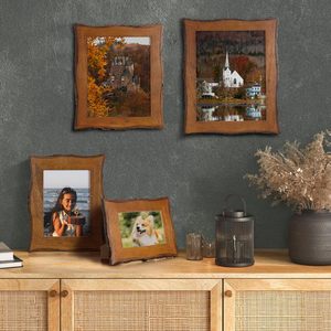 Edge Picture <b>Frame</b> Solid Rustic Handcrafted Wood <b>Frame</b> with Real Bark Edges & High Front Farmhouse Decor for Tabletop or <b>Wall</b> - Product Image 2