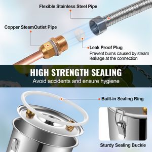 Distillatore d'acqua e alcol in acciaio inox da 8 galloni/30 litri con doppio condensatore e serpentina in rame a raffreddamento rapido, kit per la produzione di birra casalinga - Product Image 6