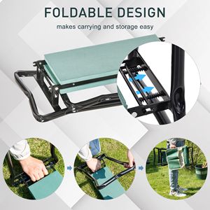 Banc de jardin pliable avec grande pochette latérale pour outils, siège genouillère facile à plier pour le transport et le rangement, en EVA et fer - Product Image 5