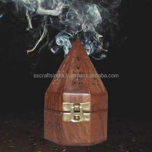 Soporte de incienso de madera de estilo indio tradicional para conos de resina Bakhoor Oud, decoración de aromaterapia con fragancia para el hogar para quemar carbón - Product Image 2