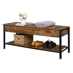 Industrial <b>Metal</b> Frame RT Lift Top Shoe Storage <b>Bench</b> for Entryway Dining Room Hallway Living Room Coat Stand - Product Image 2
