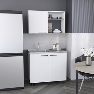 Set Cucina Alexandria 2 Pezzi: Mobiletto a Parete Bianco e Lavello Multiuso - Product Image 2