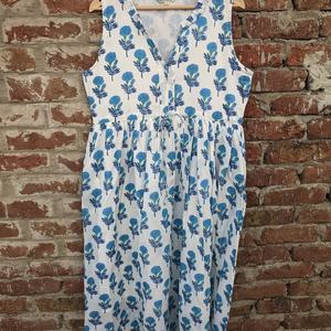 Vestido indio de algodón con estampado de bloque de mano, túnicas bordadas florales, vestido largo Maxi, estilo informal, ropa India - Product Image 1