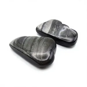 Cristal de obsidiana plateada tallada en forma de nube, piedra preciosa, cristal de nube, decoración para el hogar, mayorista de cristales tallados en forma de nube - Product Image 3