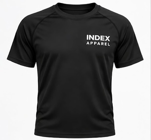 Camiseta de Manga Corta Negra para Hombre, Corte Regular, Cuello Redondo, Secado Rápido, Tejido de Punto, Estampado Frontal, Estilo Casual, Marca Index Apparel - Product Image 1