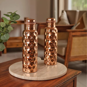 Bouteille d'eau en cuivre martelé doré Antique Creations, motif diamant, 32 oz, étanche, compatible lave-vaisselle et micro-ondes, personnalisable - Product Image 5