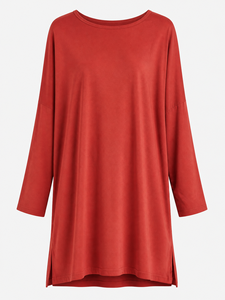 Bmama <b>Red</b> Long Sleeve Blouse Loose Fit Women Casual <b>Top</b> Milk Silk Shirt Wholesale - Product Image 2
