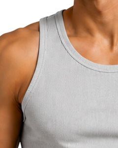 Manufacturer Custom Men Ice <b>Grey</b> Ribbed Tank <b>Top</b> Slim Fit Sleeveless Cotton Gym <b>Vest</b> Casual Summer Athletic Bodybuilding Shirt - Product Image 3