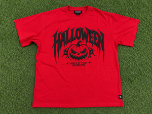 T-shirt graphique personnalisé Halloween, imprimé citrouille noire, tee-shirt en coton oversize rouge, streetwear décontracté, mode pour hommes et femmes, OEM - Product Image 6