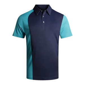 Polo à deux tons sur mesure, bleu marine et bleu, manches courtes, polo à blocs de couleur pour homme, parfait pour les vêtements de sport et le quotidien - Product Image 1