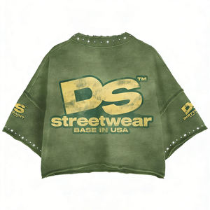 เสื้อยืดโอเวอร์ไซส์ผ้าคอตตอนหนานุ่มทรงหลวมไหล่ตกสำหรับผู้ชายสไตล์วินเทจสำหรับฤดูร้อน - Product Image 2