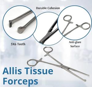 Pinzas de agarre de tejido Allis de alta calidad, de acero inoxidable, manuales, para cirugía, instrumentos quirúrgicos de acero inoxidable - Product Image 2