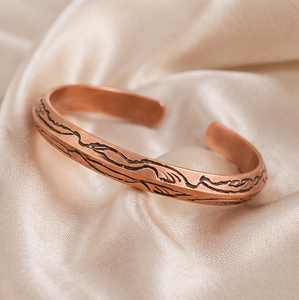 Premium Textured Beveled Open Cuff Pure Copper Bracelet With Fashionable Metal Jewelry Exquisite Design - Product Image 3