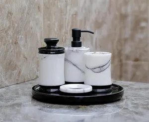 Juego de Accesorios de Baño de Lujo en Mármol Blanco y Negro, Ecológico y Duradero, para Hogar y Restaurante - Product Image 5