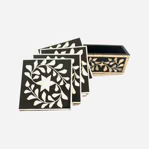 Traditional Bohemian Eco-Friendly Bone Inlay Coaster Handcrafted <b>Table</b> Protection Accessory Living Room Dining Guest Area - Product Image 1