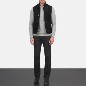 Gilet en cuir suédé noir pour homme, nouvelle arrivée, gilet chauffant en cuir suédé de haute qualité - Product Image 4