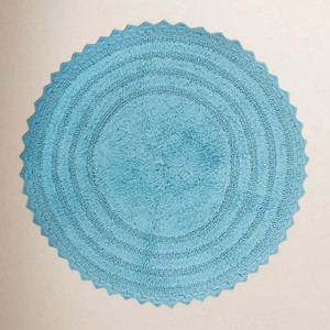 Alfombra de Baño Redonda de Algodón Azul, Tejida, de Color Sólido, con Base Antideslizante, Diseño con Mechones, Estilo Moderno, para Uso Doméstico - Product Image 4