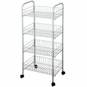 3 Tier Chrome Metal Wire Mesh Rolling Cart Utility <b>Trolley</b> <b>Storage</b> Shelf Side Handle Kitchen Office Organizer - Product Image 4