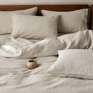 Parures de draps plats et ajustés personnalisées de couleur unie, lavables, pour hôpital, taille king, 100% lin français - Product Image 3