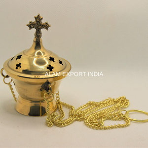 Copper Hanging Incense Burner <b>Oil</b> Aroma Diffuser <b>Oil</b> Burner Hammered Design Round Shape Hanging Incense Burner Best Selling Deco - Product Image 3