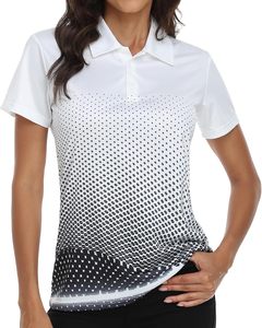Polo à manches courtes blanc pour femme avec imprimé à pois dégradé, séchage rapide, polyester, décontracté, longueur normale, polos OEM ODM - Product Image 1