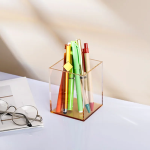Nouveauté : Porte-pinceaux et porte-stylos en acrylique pour le rangement des fournitures de bureau et scolaires, boîte transparente - Product Image 2