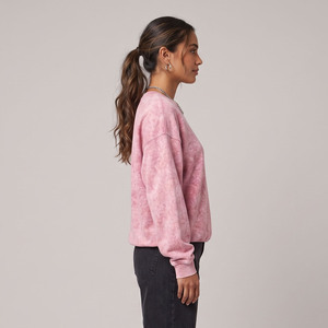 Chemise à col rond oversize à manches longues pour femme, coupe ample, style vintage délavé à l'acide, épaules tombantes, streetwear - Product Image 3