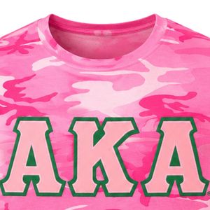 Camiseta AKA Pink Tie-Dye para mujer, camiseta de manga corta con cuello redondo de algodón suave, camiseta de hermandad rosa y verde con estampado de letras personalizado - Product Image 2