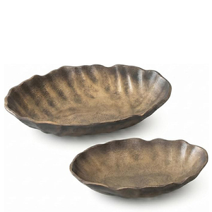 Juego de 2 Cuencos Decorativos Ovalados de Metal Fundido, Acabado Bronce - Product Image 2