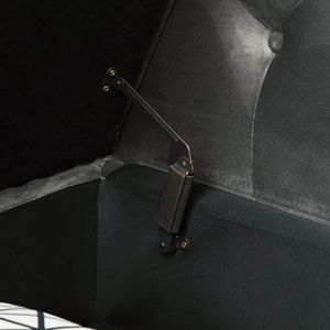 Pouf de canapé rectangulaire en velours de 63 pouces, multifonctionnel avec rangement, pieds en bois massif, garniture capitonnée avec clous décoratifs, 1 coussin, mobilier de salon - Product Image 3