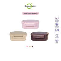 BPA-vrije rechthoekige magnetronbestendige lunchbox met hoge capaciteit, Koreaanse stijl, 700ml, 2 compartimenten, afneembaar, milieuvriendelijk, plastic deksel