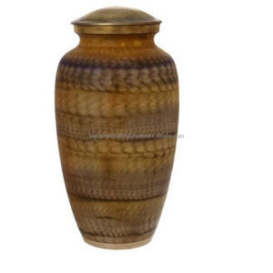 Urnas de cremación de latón clásicas y de alta calidad con hermoso diseño de revestimiento Color blanco y azul acabado para cenizas humanas - Product Image 5