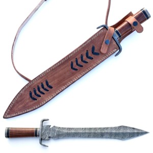 Cuchillo de acero de Damasco hecho a mano de 20 pulgadas, de moda, superventas, OEM, barato y de bajo precio para camping. - Product Image 4