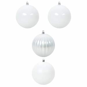 Ensemble de boules de Noël en plastique blanc, 4 pièces, décorations rondes pour arbre, décorations de fête - Product Image 2