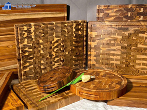 Ensemble de planches à découper en teck de luxe, grain de bois croisé, ustensiles de cuisine en bois, vente en gros, fabricant - Product Image 5
