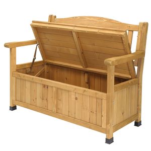 Panca Contenitore Grande da Esterno in Legno con Braccioli, Organizer da Patio, Divanetto per Giardino, Portico, Terrazza, Cortile, per Riporre Attrezzi - Product Image 3