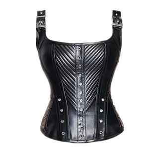 Wholesale High Quality Club Wearing Sexy Leather Black Corset <b>Tops</b> Women Custom Logo OEM Service Breathable Seamless - Product Image 5
