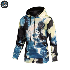 Sweat-shirts à capuche tie-dye pour hommes, en tissu polaire, avec logo personnalisé, en coton mélangé de haute qualité, en vente. - Product Image 5